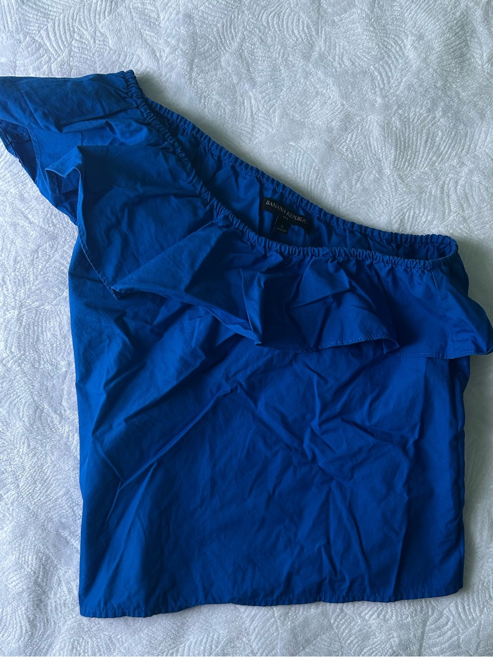 Banana Republic Bright Blue Off-Shoulder Ruffle Top